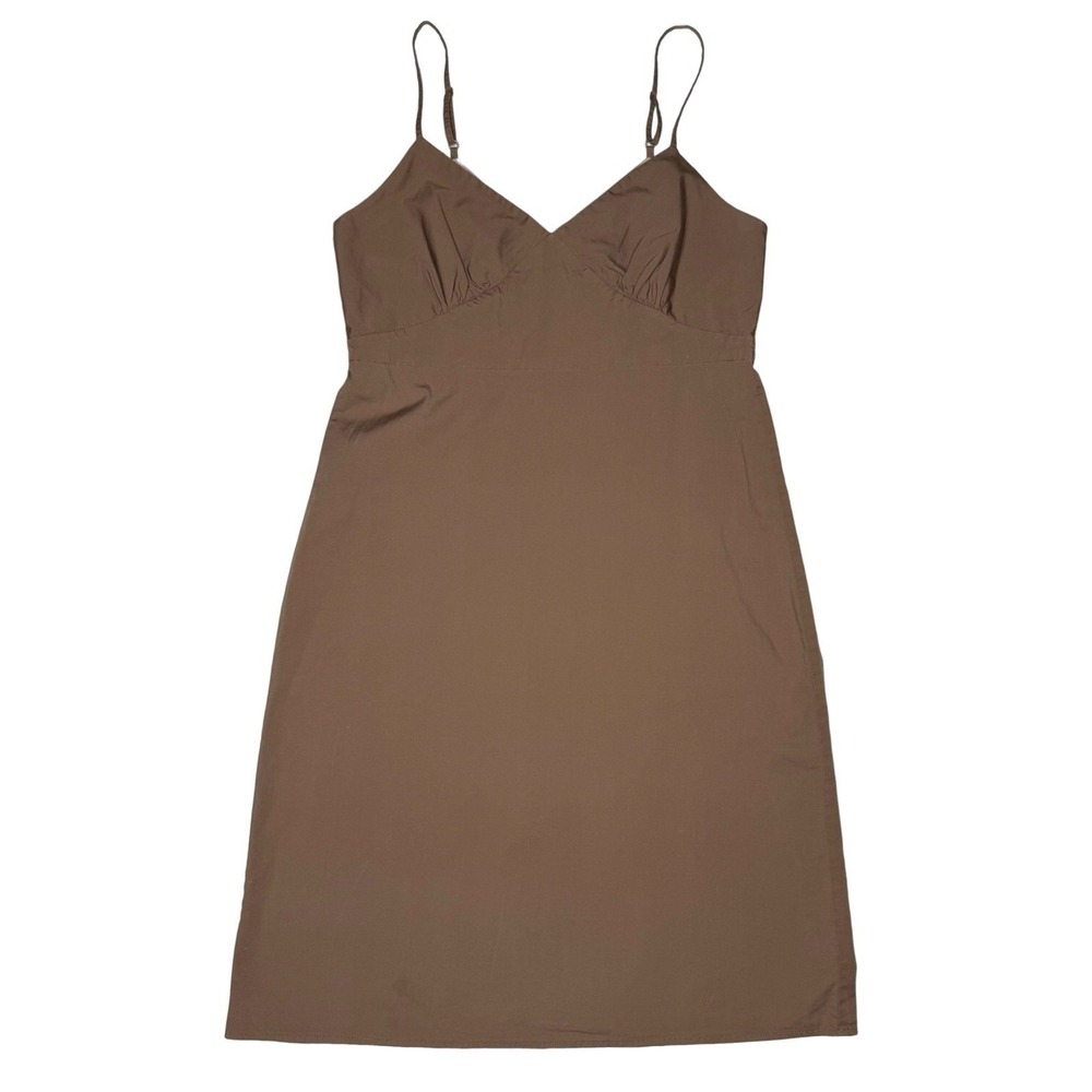 Vintage Y2K 2002 GAP Babydoll Dress Size 14 Large Mocha Crisp Cotton Poplin